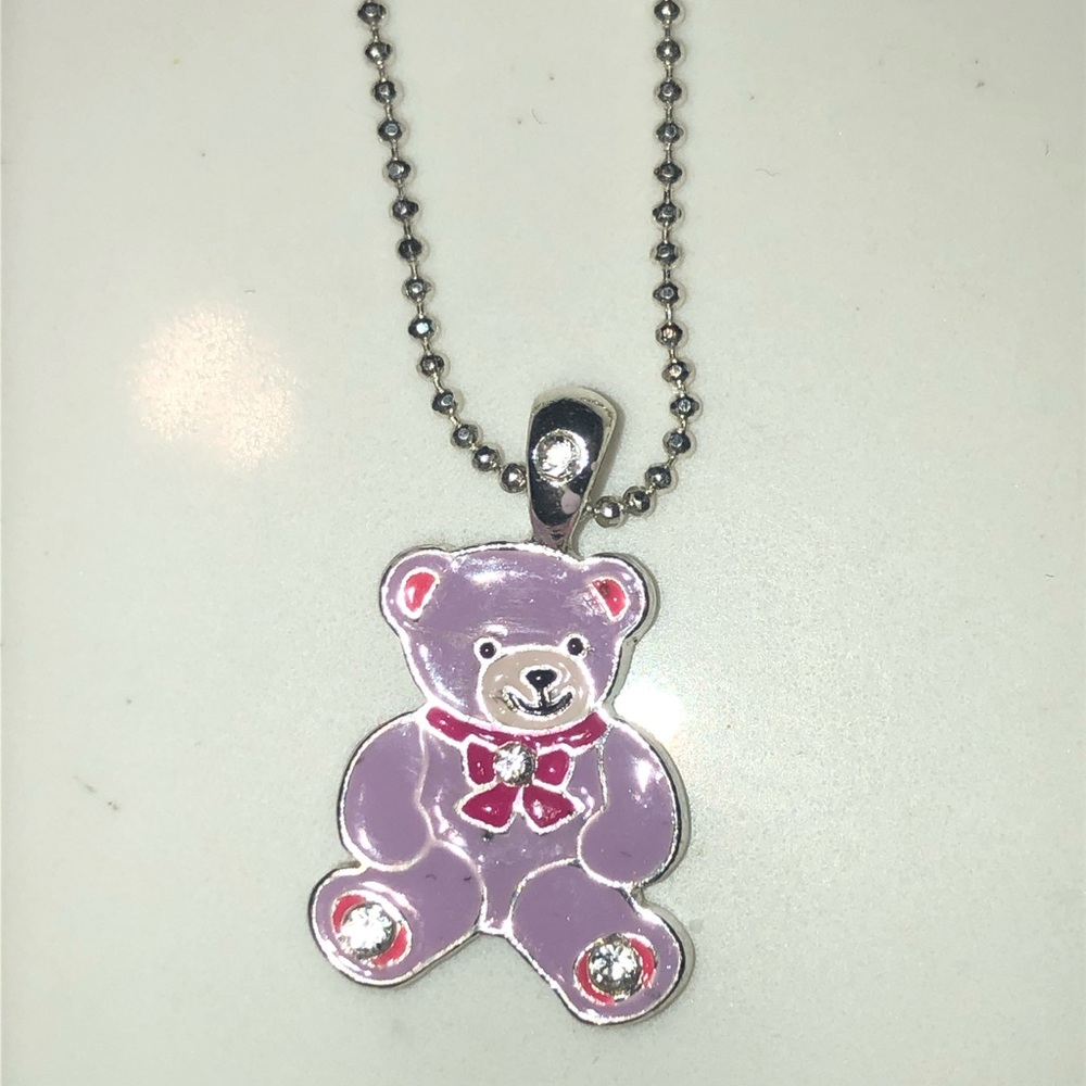 NWOT adorable lavender bear necklace.  Cute for any age!